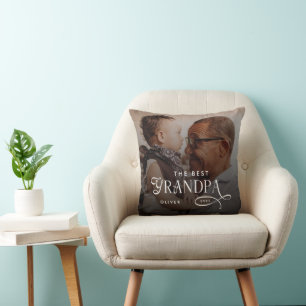 Coussin Photo personnalisé du meilleur grand-père moderne
