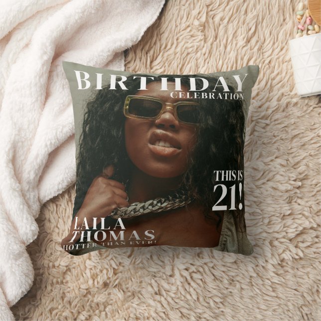 Coussin Photo personnalisée Anniversaire Magazine Décor de (Couverture)