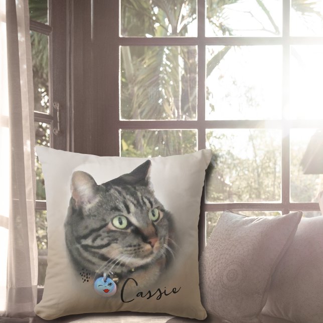 Coussin Photo personnalisée de chat (Custom Cat Photo Image personalized Throw Pillow)
