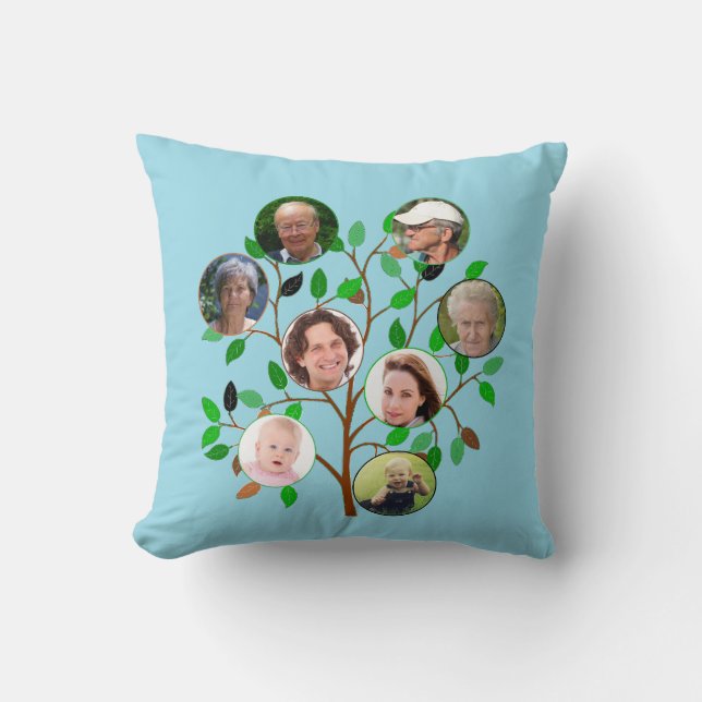 Coussin Photo personnalisée de l'arbre familial immédiat (Recto)