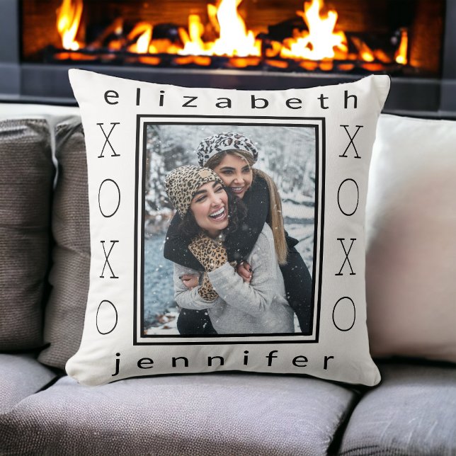 Coussin Photo personnalisée de nos meilleurs amis XOXO (Créateur téléchargé)
