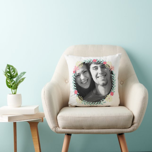 Coussin Photo personnalisée du Mariage floral du Garland (Chaise)