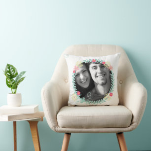 Coussin Photo personnalisée du Mariage floral du Garland
