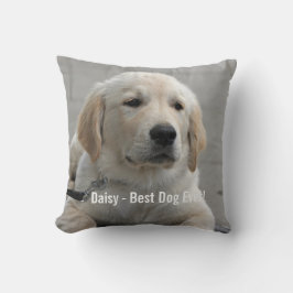 Coussin Photo personnalisée et nom de chien de golden