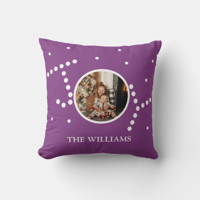 Coussin Photo personnalisée Fête de Noël violet (Recto)