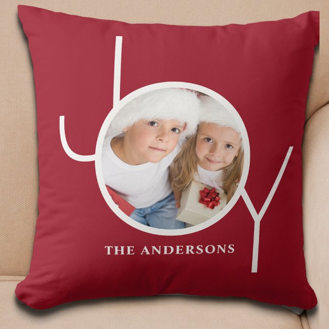 Coussin Photo rouge de Noël personnalisée (Créateur téléchargé)