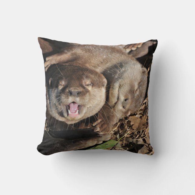 Coussin Photo somnolente de loutres (Recto)