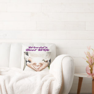 Coussin Photo texte violet de la femme