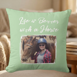 Coussin Photographie d'amant de cheval rose vert