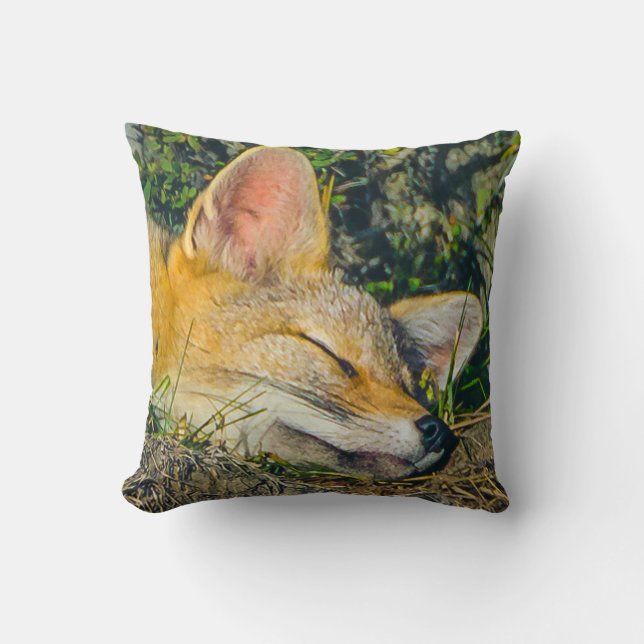 Coussin Photographie de closeup de sommeil de renard adora (Recto)