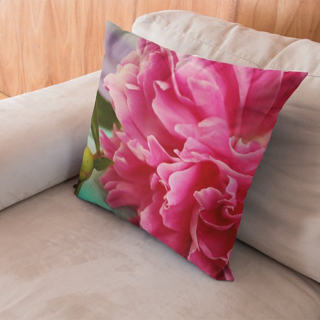 Coussin Photographie de fleur de pivoine rose moderne (Créateur téléchargé)