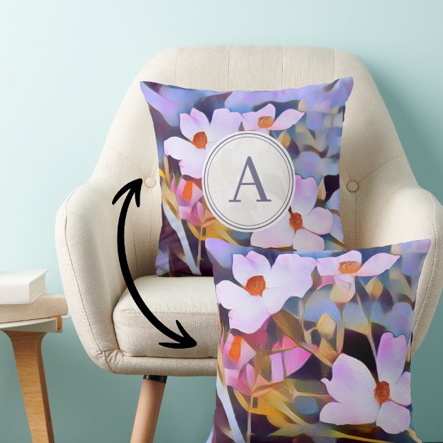 Coussin Photographie de la nature violet et bleu floral (Créateur téléchargé)