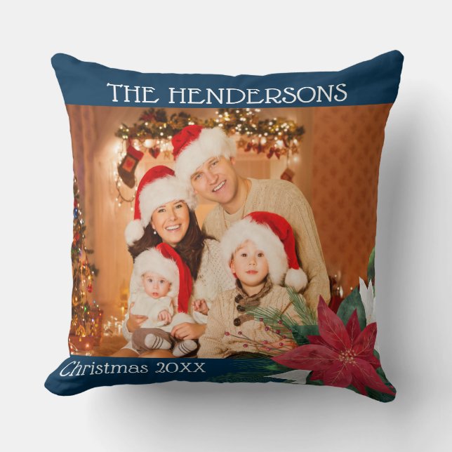 Coussin Photos Cadeau de Noël Poinsettia Throw Pill (Recto)
