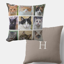 Coussin Photos de chats personnalisables sur le beige