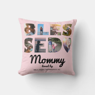 Coussin Photos de maman bienheureuse Personnalisé rose