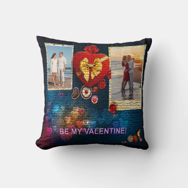 Coussin Photos et nom personnalisés Coeur Soyez ma mosaïqu (Recto)