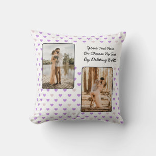 Coussin Photos personnalisées/Texte Pastel Purple Love Hea