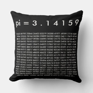 Coussin pi= 3.14159 Black White Math Science Day Digits
