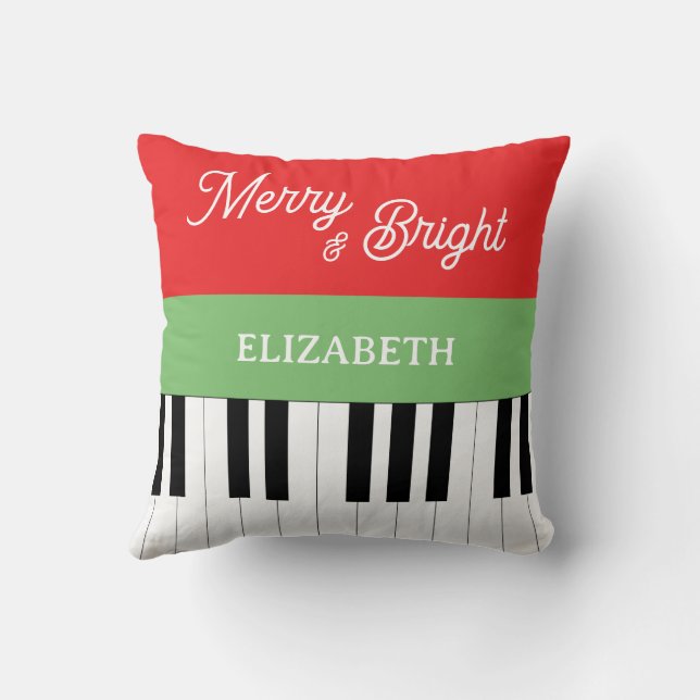 Coussin Piano Clavier Joyeux et brillant Pianiste Noël (Verso)