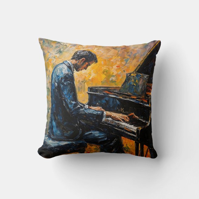 Coussin Piano Player - Peinture à l'huile (Recto)