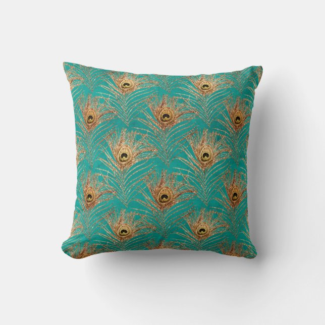 Coussin Pic d'or sur Aqua (Recto)