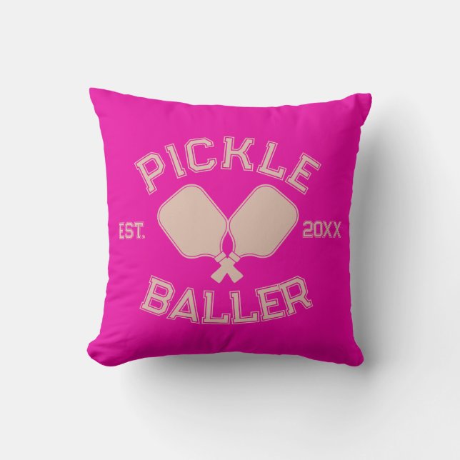 Coussin Pickle Baller Pickleball Collegiate Typographie (Recto)