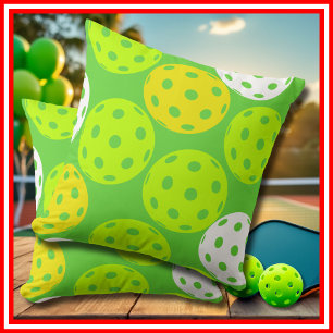 Coussin Pickleball Anniversaire Soirée Sport Vert
