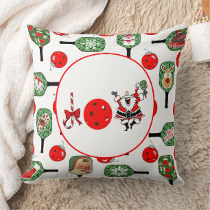 Coussin Pickleball Joie Noël Party Red Green Paddles