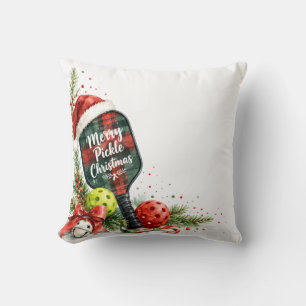 Coussin Pickleball Noël sur le court