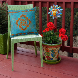 Coussin Pics Turquoise géométrique du sud-ouest