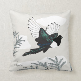 Coussin Pie de la VIE de DÉSERT stylisée avec la sauge