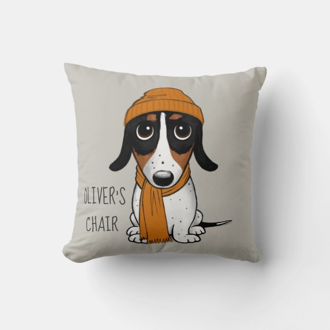 Coussin Piebald Dachshund Hipster Dog Personnalisé (Recto)