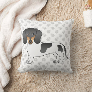 Coussin Piebald Noir Et Tan Cheveux Courtes Dachshund & Pâ