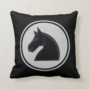 Coussin Pièce d'échecs de cheval de chevalier noir