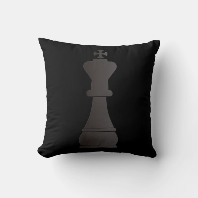 Coussin Pièce d'échecs noire de roi (Recto)