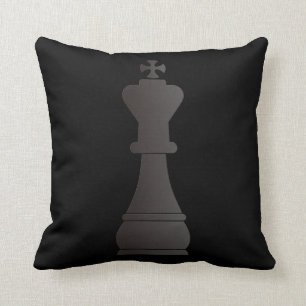 Coussin Pièce d'échecs noire de roi