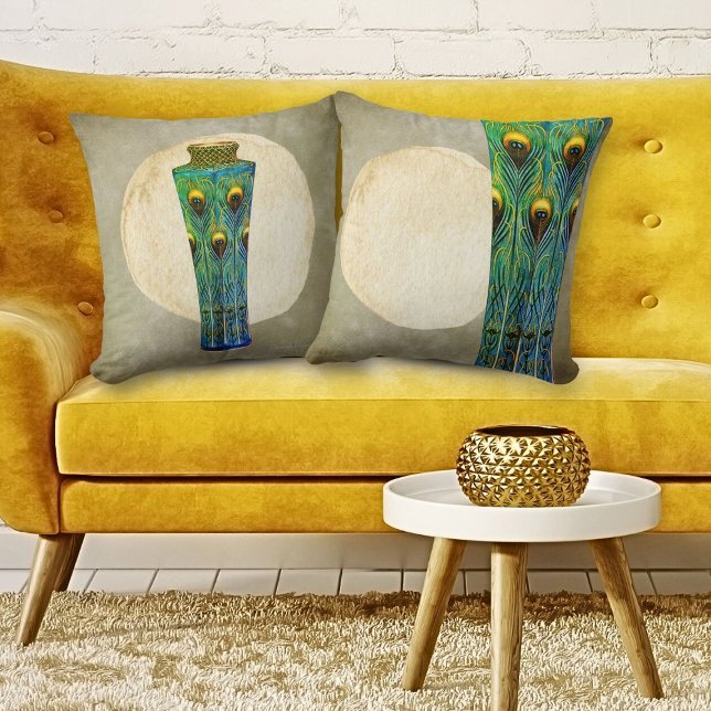 Coussin Pièce Masterpiece Peacock Feathers Vase De 1900 (Créateur téléchargé)