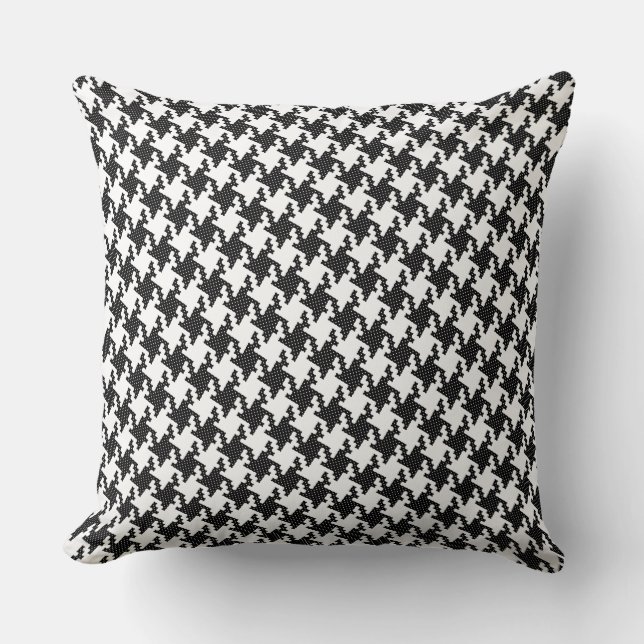 Coussin Pied-de-Poule en croix noir et blanc (Recto)