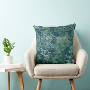 Coussin Pierre bleue et verte abstraite