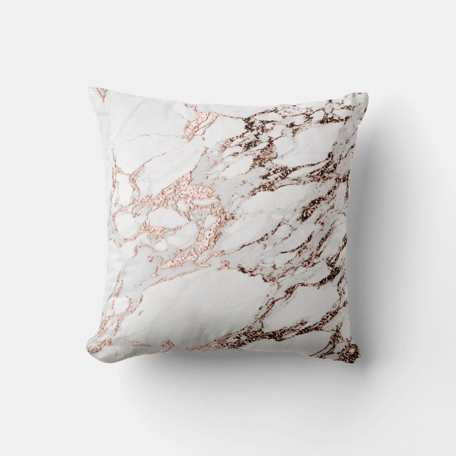 Coussin Pierre de marbre Abstrait blanc Carrara Rose gris  (Recto)