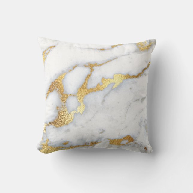 Coussin Pierre de marbre blanc Carrara Gold Gris Parties s (Recto)