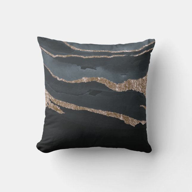 Coussin Pierre en marbre noir Cool tendance (Recto)