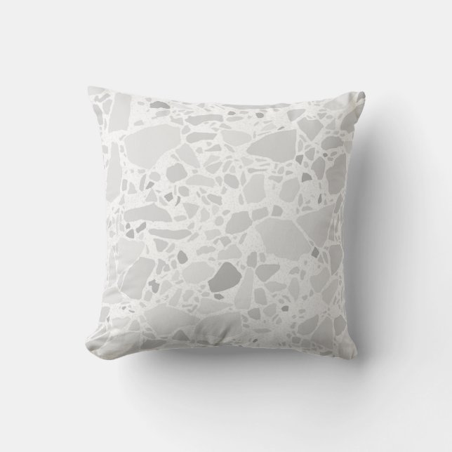 Coussin Pierre Terrazzo Imprimer Motif gris clair (Recto)