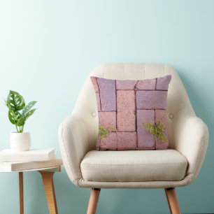 Coussin Pierres de pavage et mauvaises herbes sur la photo