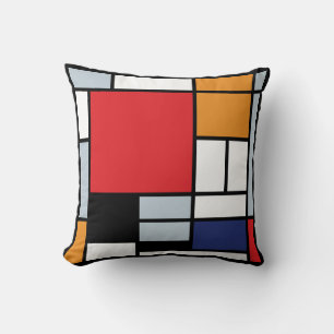 Coussin Piet Mondrian - Composition avec un grand plan rou