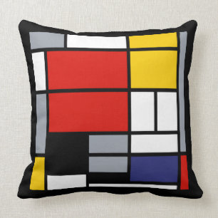 Coussin Piet Mondrian, Composition avec un grand plan roug