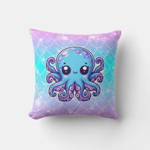Coussin Pieuvre bleue mignonne