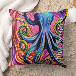 Coussin Pieuvre de mer avec nom personnalisé