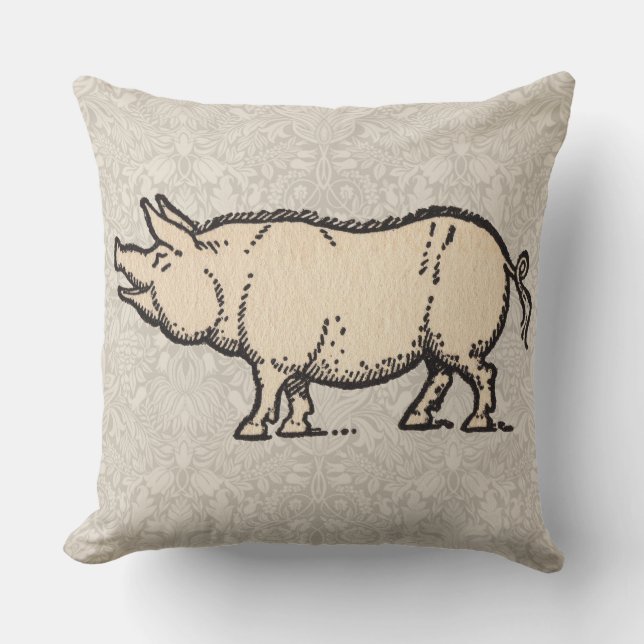 Coussin Pig Antique Piggy Cute Illustration Vintage (Recto)