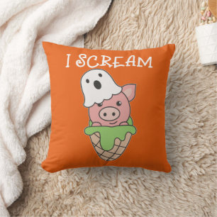 Coussin Pig Halloween Ghost I Scream Ice Cream Pun